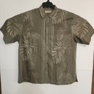 C91 Tommy Bahama Mens Silk Short Sleeve Button Up Shirt Palm Leaf Print XL